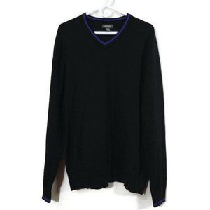 Kenneth Cole Reaction Men's Sonia Sweater Black 2XL Blue Rim V-neck Y2K Academic